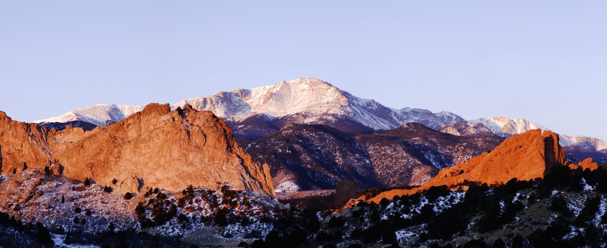 Pikes Peak rising over Colorado Springs